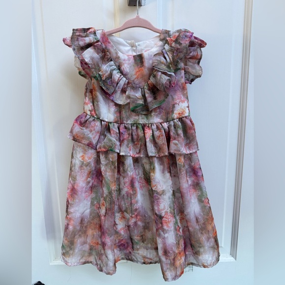 wonder nation Other - NWOT Wonder Nation 4T Girls Multicolor Floral Ruffle Short Sleeve Formal Dress